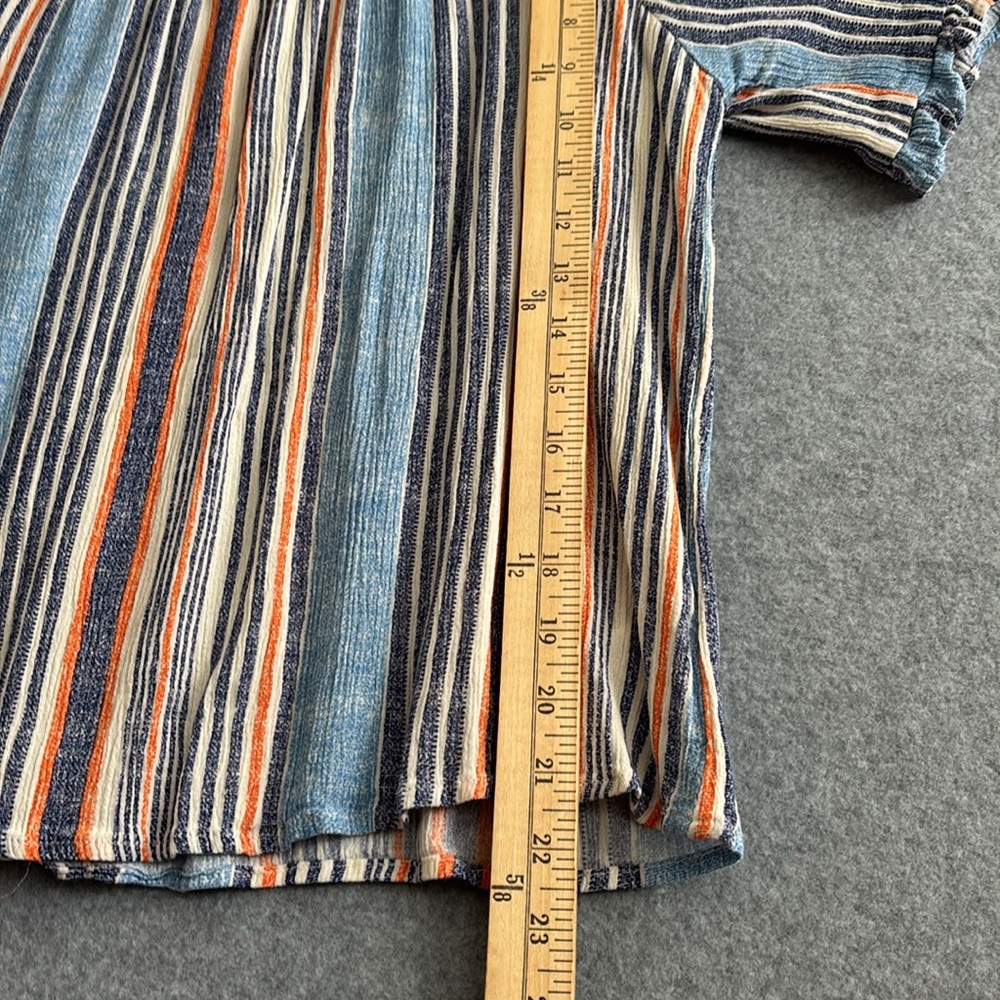 Bobeau Beachy Flutter Sleeve Loose Fit Flowy Striped Blouse S - Picture 4 of 7